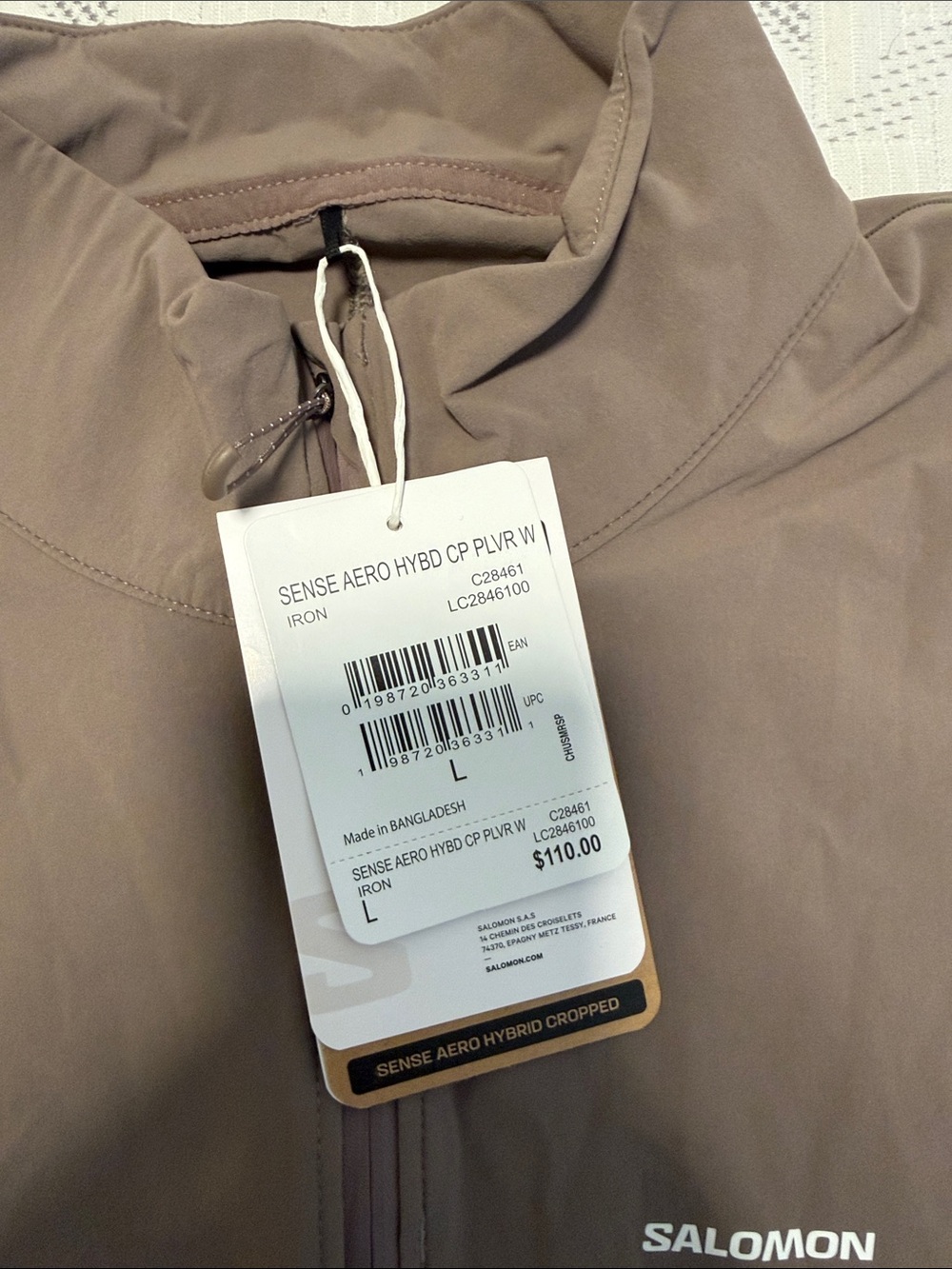 Salomon Women's Taupe Half-Zip run crop jacket size L - Picture 2 of 3